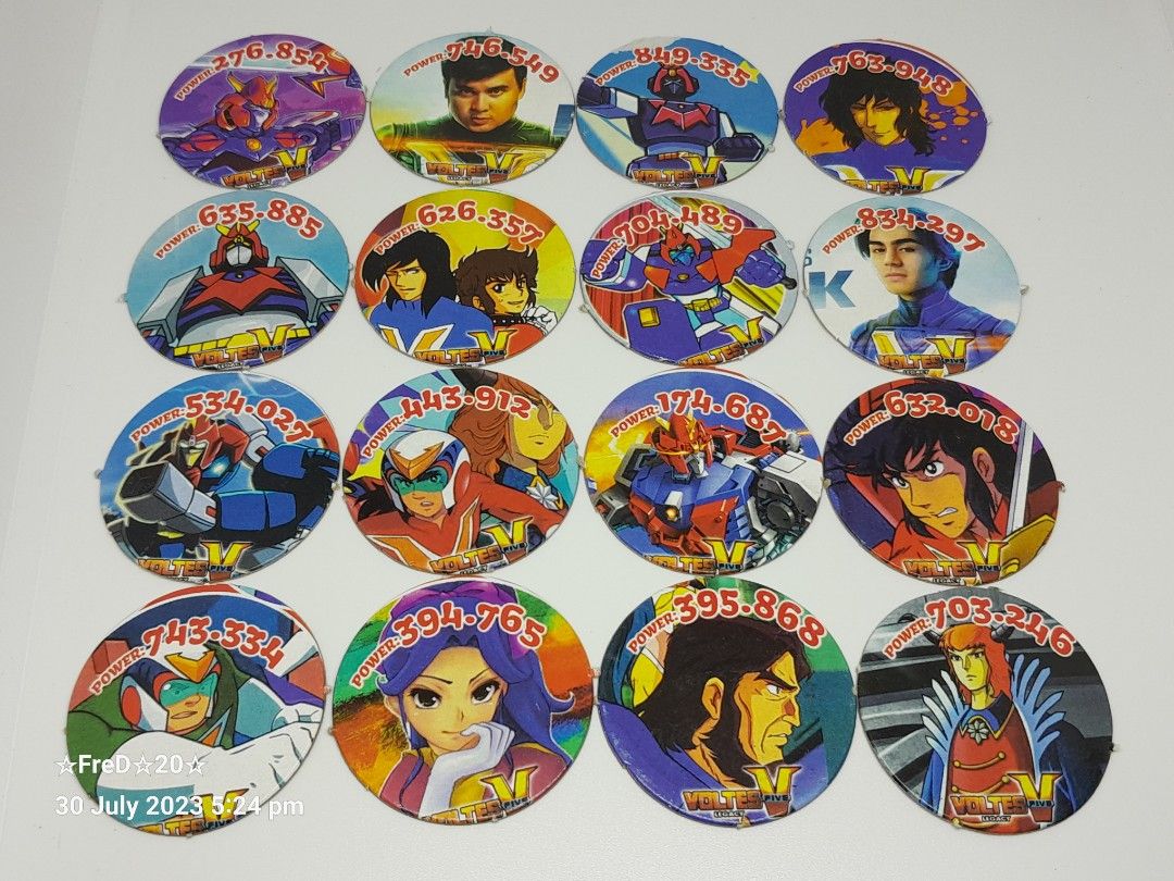 Voltes V (Steve) Local Pogs (30pcs) (Category: Raw Singles) located in San Pablo. Submitted by fredambion (Listing ID 1250892095, Image 3). Description: *Please Take Time To Read Descriptions & Check The Photos *What You See Is What You Get *Voltes V Local Pogs *All For Only 50 / 30pcs *No Doubles *Steve Back Prints *Good For Collection *Like New To Well Used Condition *Manage Your Expectation *Payment via Gcash or Palawan Express *Shipping via J