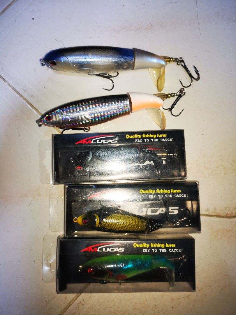 Whopper Popper Topwater Fishing Lure Artificial Hard Bait 3D Eyes Plopper  With Soft, Sports Equipment, Fishing on Carousell