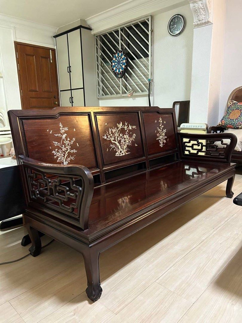 Antique Rose Wood Sofa Set, Furniture & Home Living, Furniture, Sofas