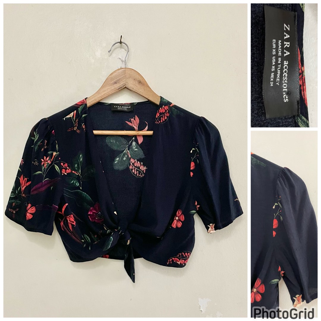 Zara black floral overlay top on Carousell