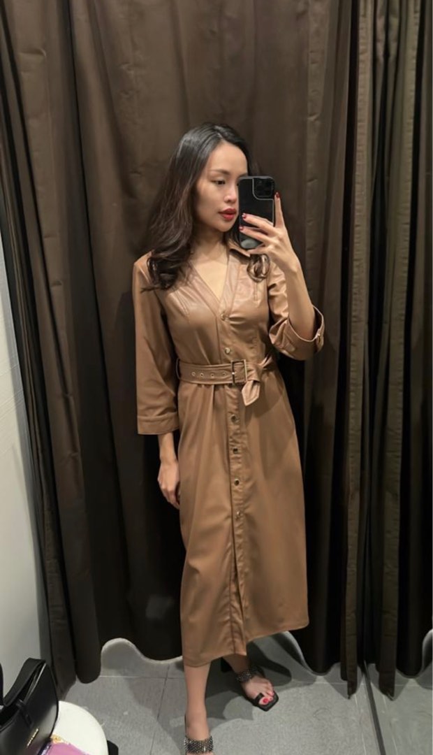 Zara Leather Dress, Women's Fashion, Dresses & Sets, Dresses on Carousell