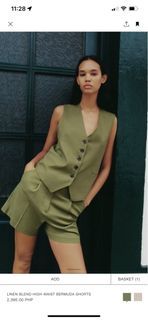 Zara linen blend waist coat and short