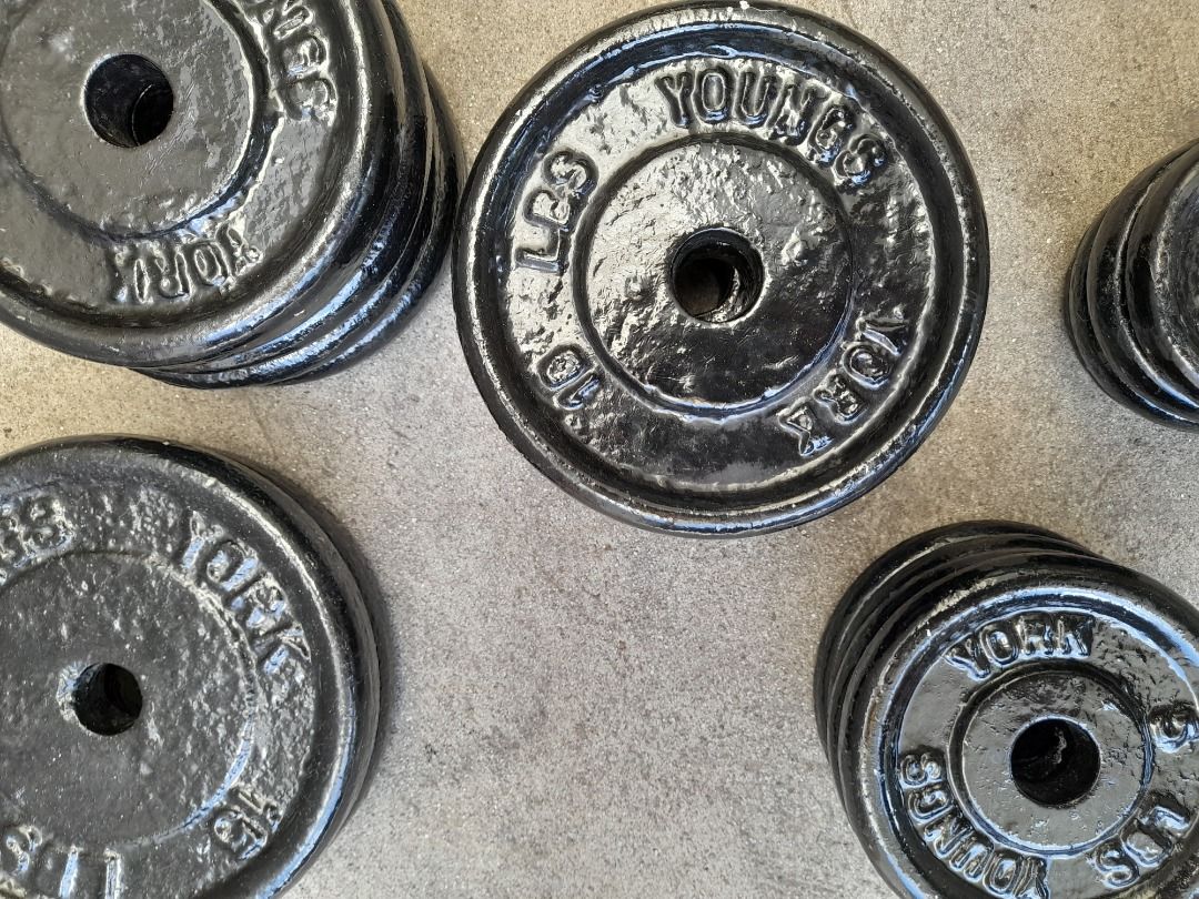 14 Piece All Black Youngs York Weights / Plates (10 lbs., 5 lbs., 2.5