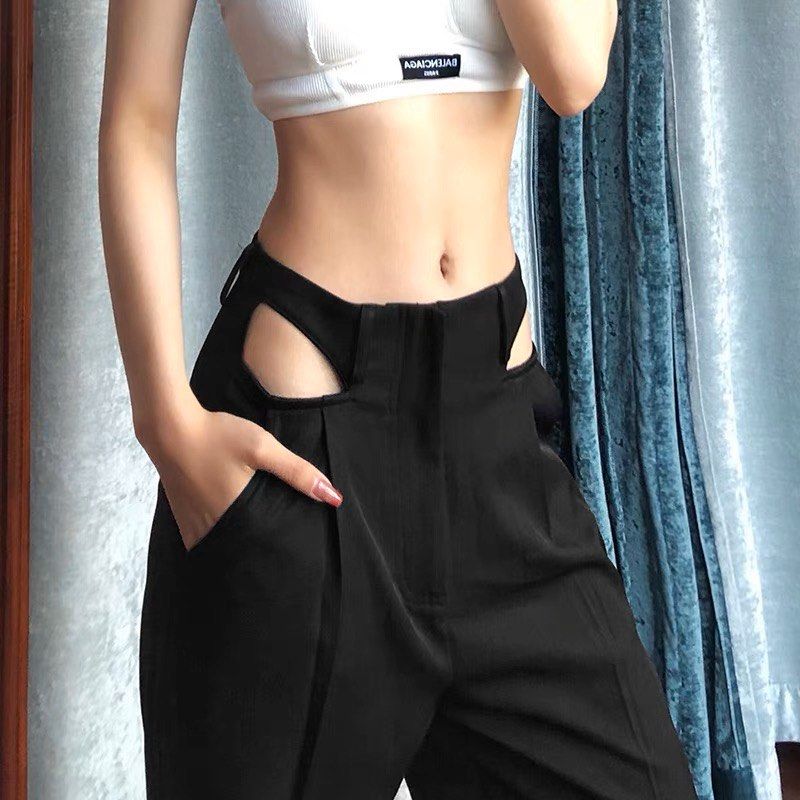 Womens Cut Out High Waist Flare Pants Hollow Out Bootcut Wide Leg Night Out  Pant | eBay