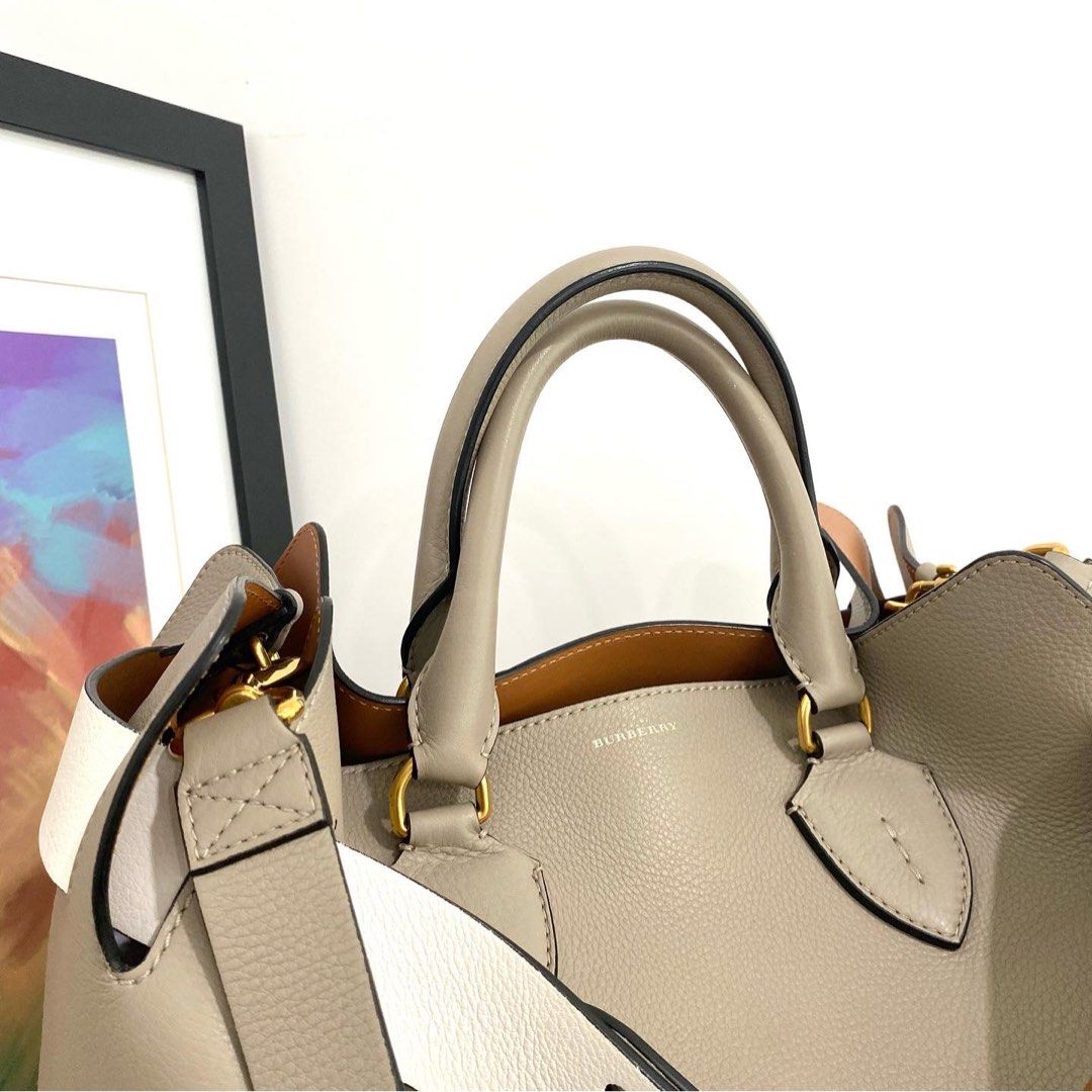 Authentic Burberry Grey Color Calfskin Shoulder Bag Luxury