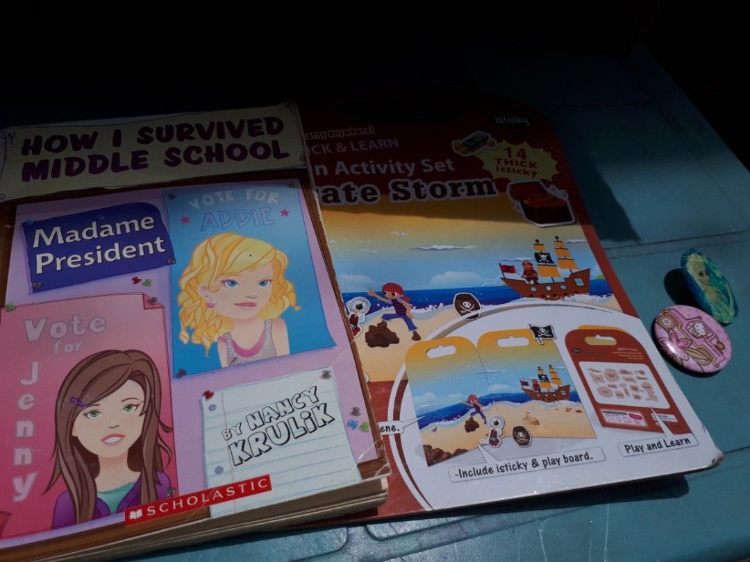 Activity book scholastic pocketbook and pins bundle (Category: Children's Books) located in Quezon City. Submitted by secretluxuryshop (Listing ID 1250946518, Image 1). Description: .
