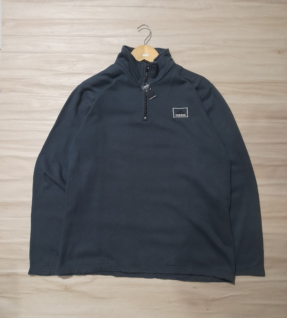Adidas half zip crewneck, Fesyen Pria, Pakaian , Baju Luaran di Carousell