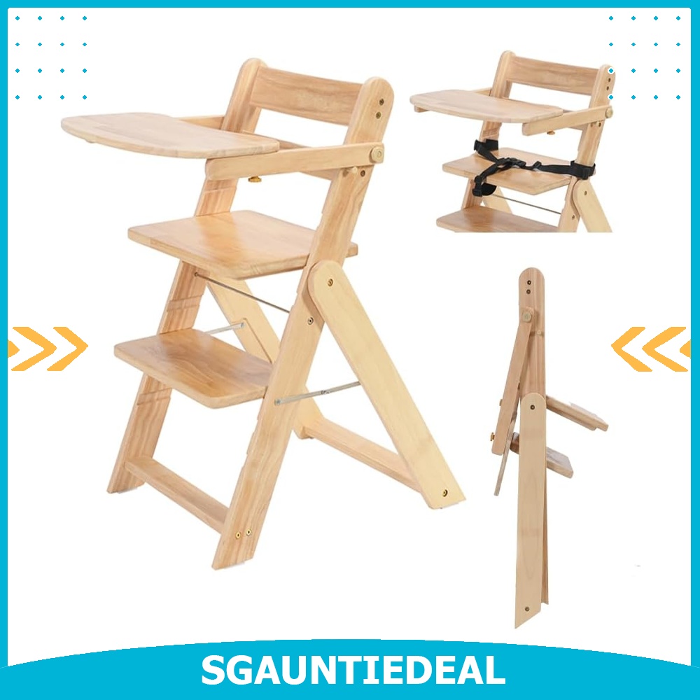 Adjustable Wooden HighChairs with Removable Tray High Chair for Babies ...