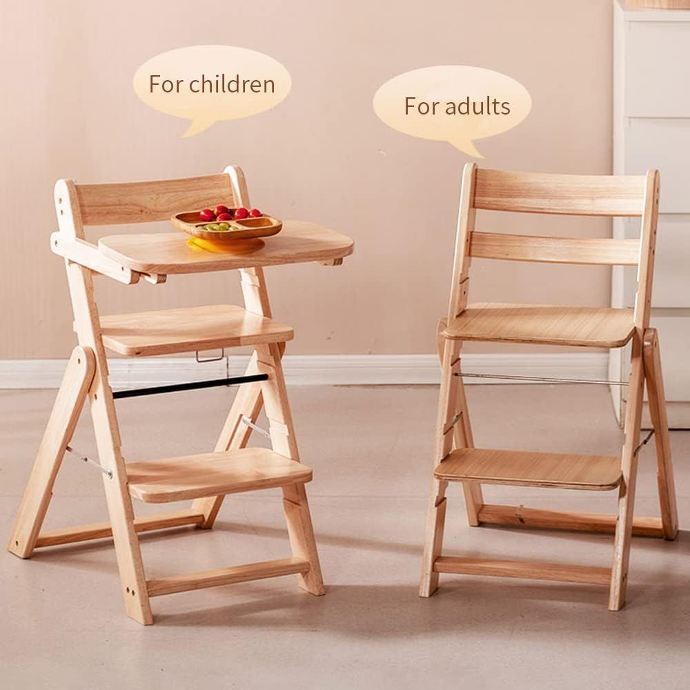 Wooden Adjustable Folding Dining Chair With Tray Highchairs
