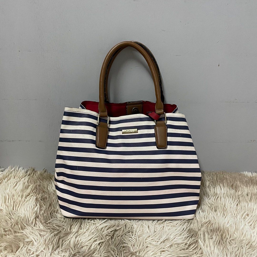 Aldo blue and white striped bag best sale