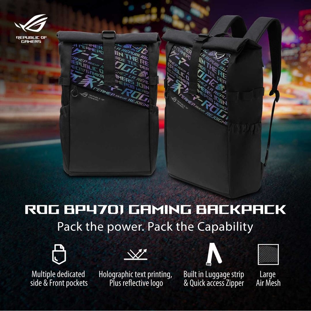 Asus ROG BP4701 Gaming backpack Reflectorized, Computers & Tech, Parts ...