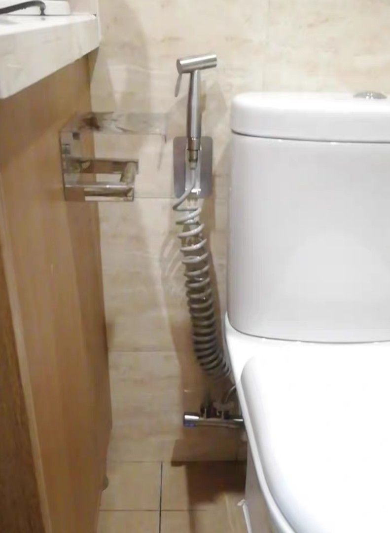 Bathroom Bidet Spray Flexible Hose Telephone Cord Stretchable Pipe
