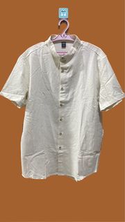 Beige Chinese Collar Button down