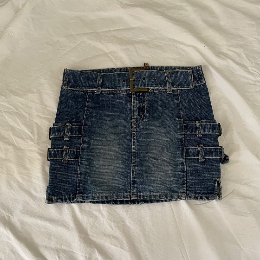 Belted Denim Skirt | y2k grunge cyber acubi rare downtown pinterest ...