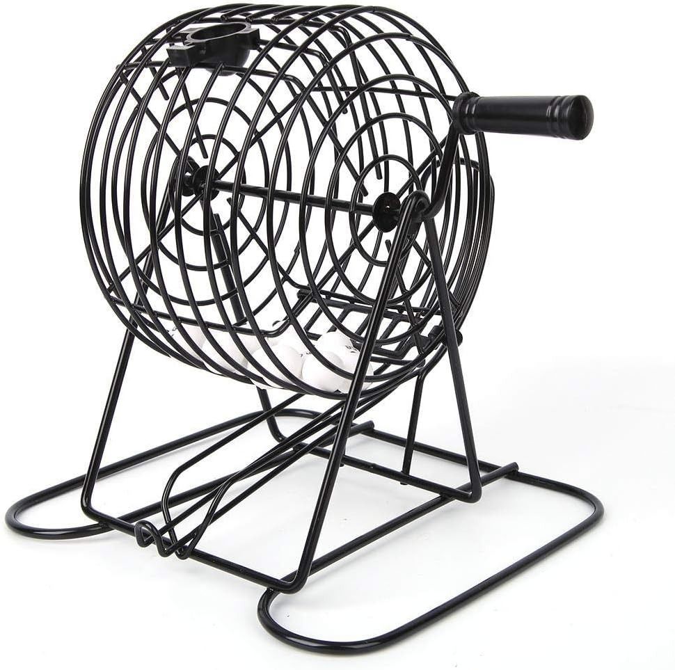 Bingo Game Set 8Inch Metal Cage with Plastic Masterboard, 75 Multi