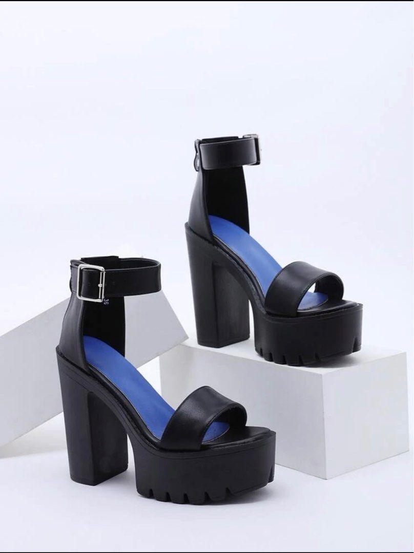 Chunky heel shoes black shop
