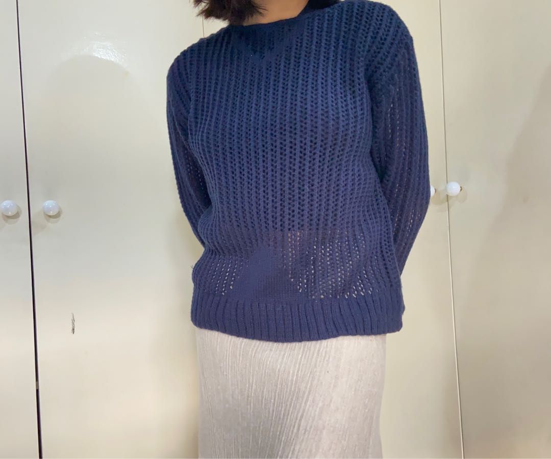 Blue Knitted Sweater (Category: Coats, Jackets and Outerwear) located in Santa Rosa. Submitted by catshup (Listing ID 1251058445, Image 1). Description: 🍅 pretty knit details 🍅 very comfy and still breathable as outer wear 🍅 message me to double check brand/s and size on tag 🥫 MOP: GCash 🥫 MOD: LBC, J&T, SDD 🥫 Loc: Sta. Rosa, Laguna (can do meetups around the area).
