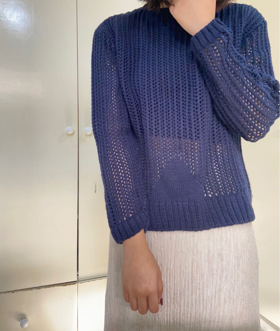 Blue Knitted Sweater (Category: Coats, Jackets and Outerwear) located in Santa Rosa. Submitted by catshup (Listing ID 1251058445, Image 3). Description: 🍅 pretty knit details 🍅 very comfy and still breathable as outer wear 🍅 message me to double check brand/s and size on tag 🥫 MOP: GCash 🥫 MOD: LBC, J&T, SDD 🥫 Loc: Sta. Rosa, Laguna (can do meetups around the area).