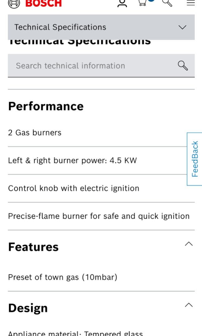 Bosch PBD7231SG 78.5CM 2BURNER GAS HOB, TV & Home Appliances, Kitchen