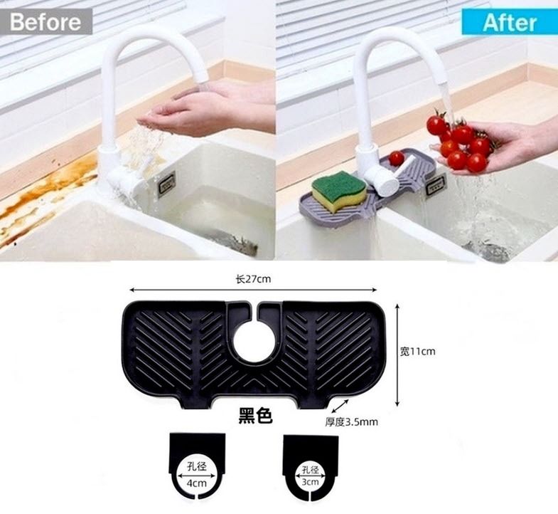 Faucet drain pad water sink sink anti-splash pad home kitchen drainage pad  non-slip toilet bathroom, Furniture & Home Living, Bathroom & Kitchen  Fixtures on Carousell