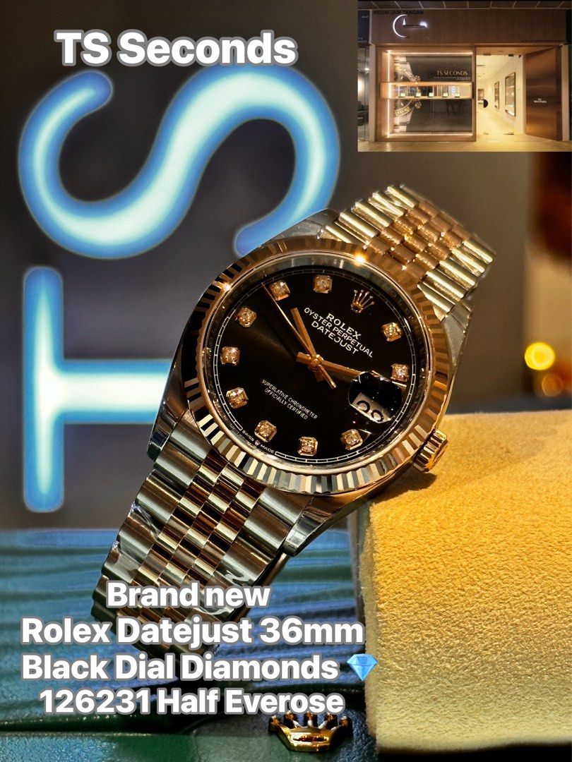 Rolex datejust 36 black dial diamond outlet