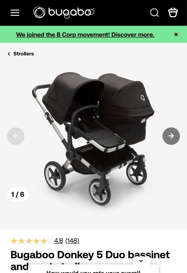 bugaboo donkey 5 (Category: Strollers) located in Binan City. Submitted by chescasouza (Listing ID 1251094128, Image 1). Description: in like new condition. bugaboo donkey 5 stroller and additional bassinet set so you can use it for newborn twins. the donkey 5 can go from a single stroller with a large basket/bag at the side (included) to twin bassinet setting and to a duo toddler seat setting when your baby grows. 5 point harness seats are easil
