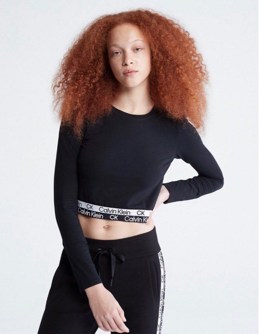 Calvin klein long sleeve crop top on sale