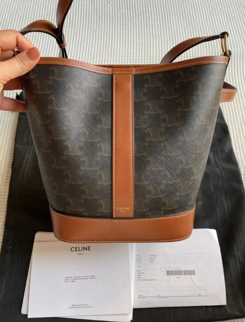 BRAND NEW Celine small bucket in triomphe canvas and calfskin, Women's  Fashion, Bags & Wallets, Shoulder Bags on Carousell