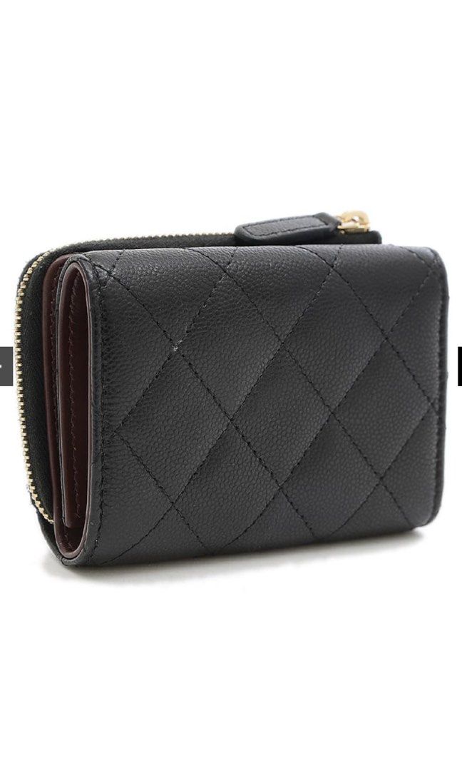 CHANEL Classic Small Flap Zip Wallet Caviar Leather Black AP3177