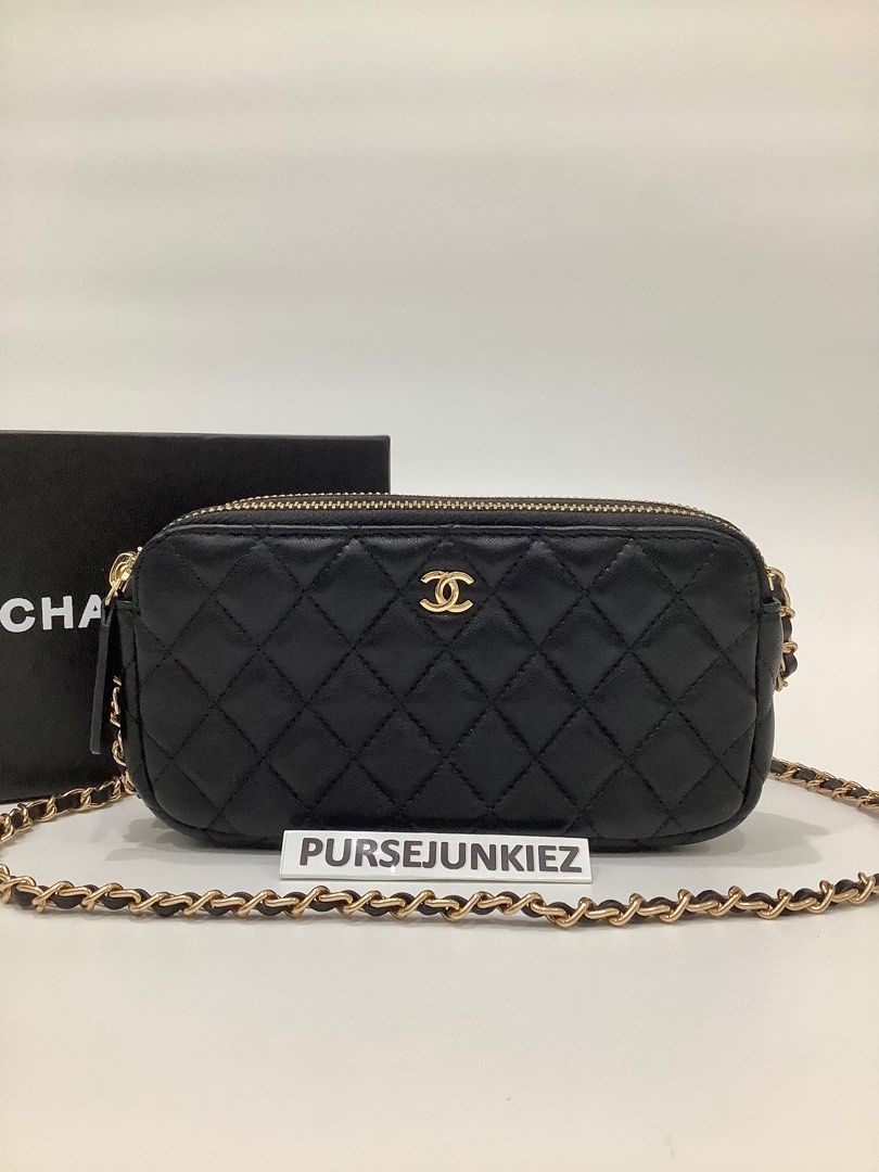 Chanel Double Zip Wallet on Chain Bag WOC, Luxury, Bags & Wallets