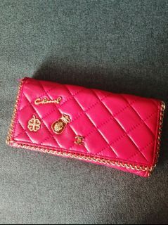 Chanel Matte Caviar Yen Wallet Hot Pink