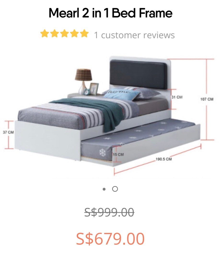 Cheap! Pullout bed (Mearl 2 in 1 Bed Frame), Furniture & Home Living, Furniture, Bed Frames