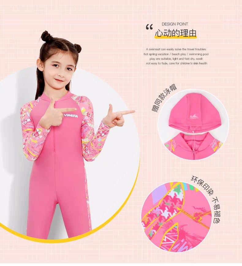 Children s Swimsuit Girls Whole Body One piece Sunscreen Long