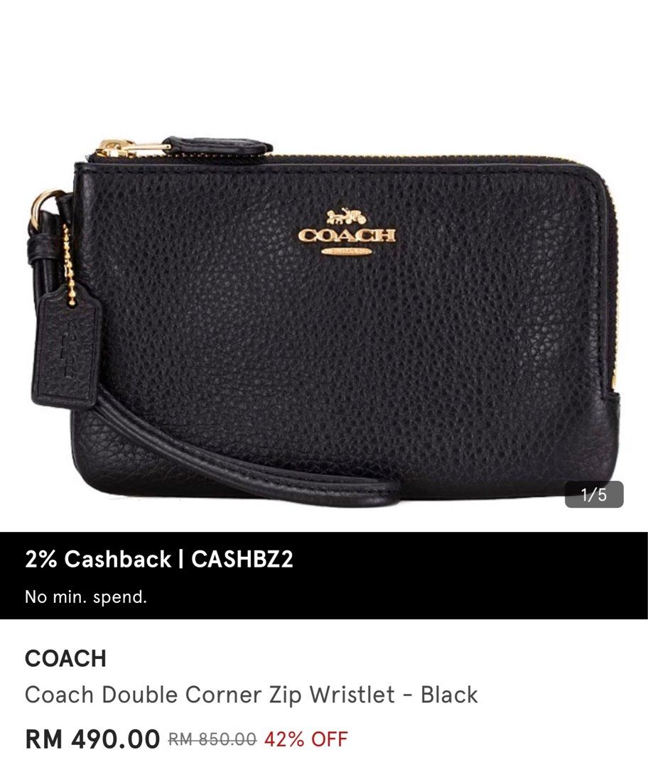 Coach Double Corner Zip Wristlet Women s Fashion Bags Wallets