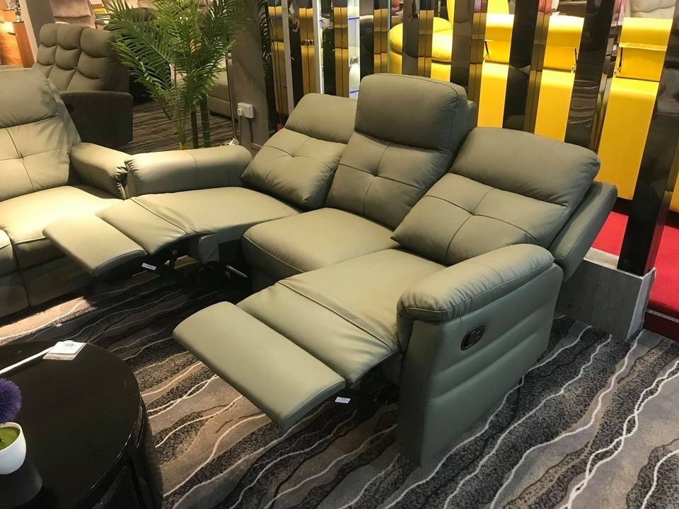 Half leather online recliner sofa
