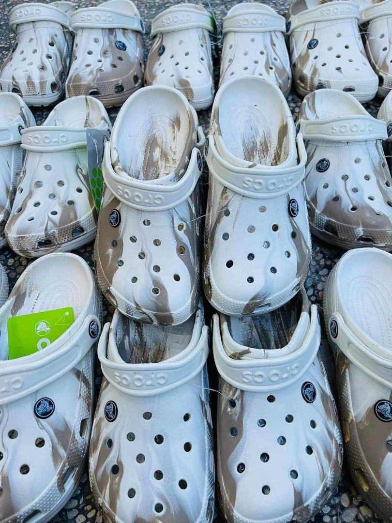 Blue and white crocs tie 2025 dye