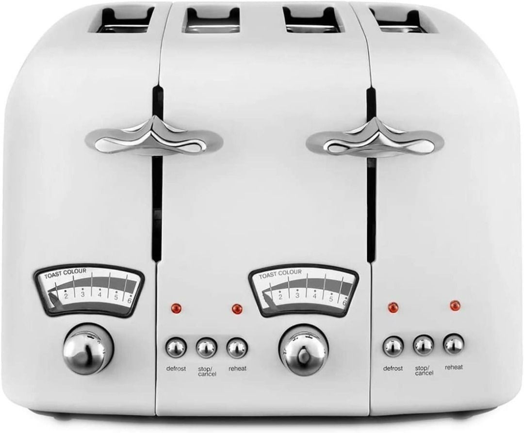 De'Longhi Argento Flora, 4 Slice Toaster, CT04GR (White), TV & Home