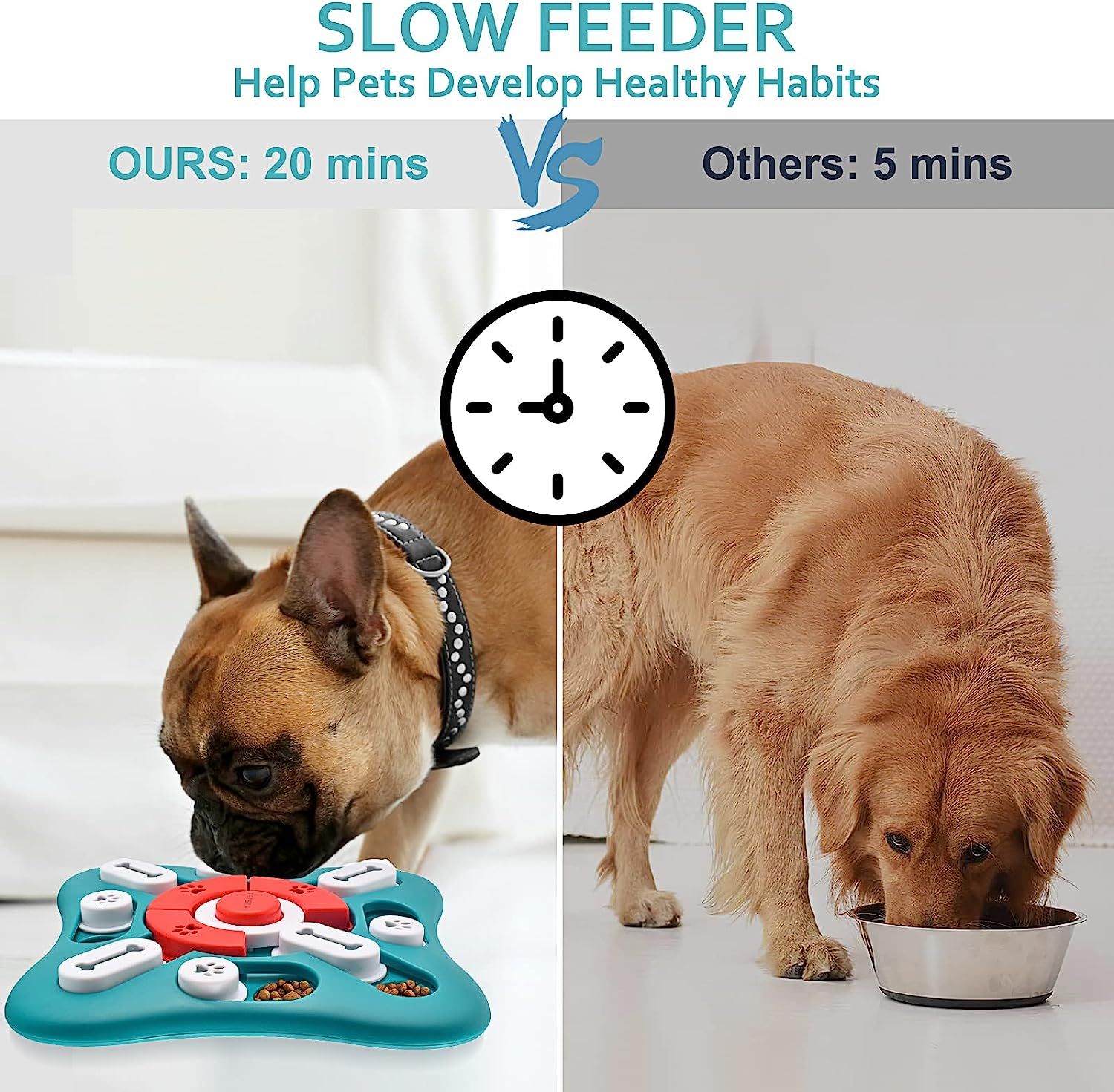 Slow Feeder Dog Bowl Pet Puzzle Feeder Interactive Toys for Large Medium  Small Dogs Puppy Food Treat Dispenser IQ Training Mental Stimulation