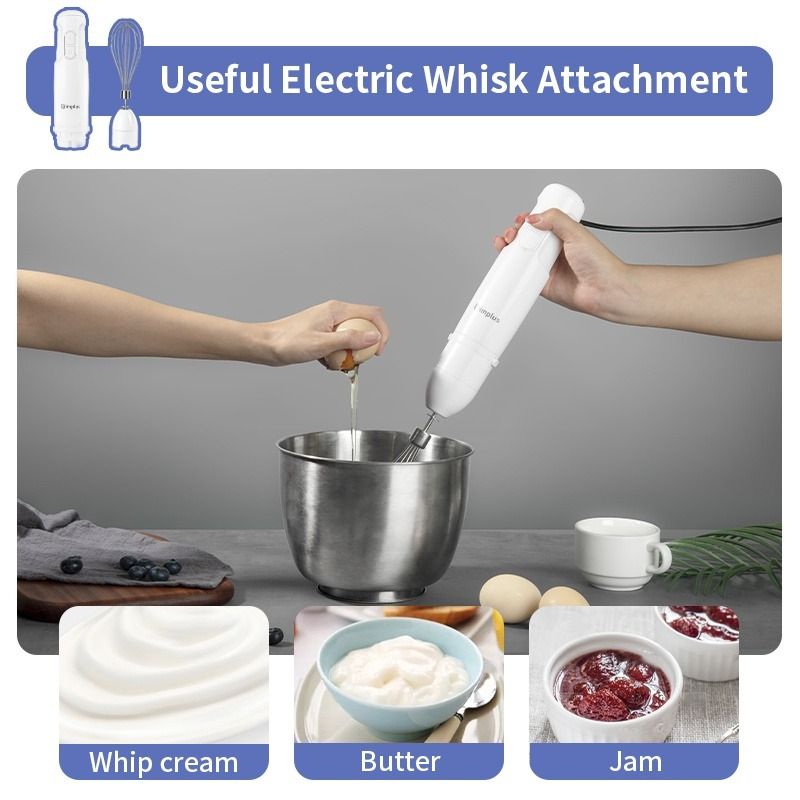 Electric Handheld Food Blender Set 3 In 1 Whisk Chopper Mixer