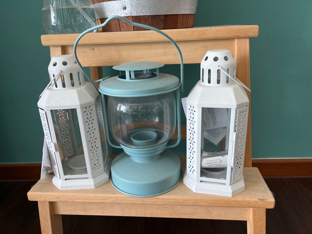 ENRUM Lantern f/tealight, indoor/outdoor, white, 8 ¾ - IKEA