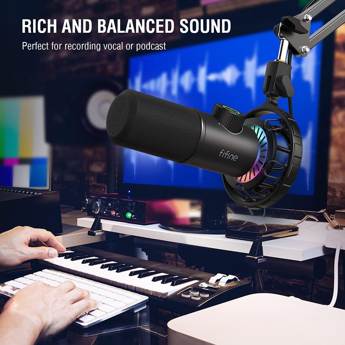 Fifine Usb/xlr Dynamic Microphone With Touch Mute Button,headphone