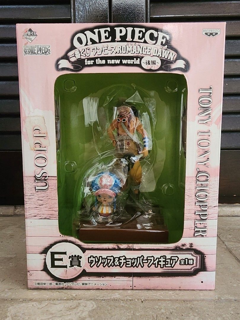 (FLASH SALE) [INSTOCK LOCAL VERSION]Bandai Banpresto Namco Spirits Aniplex Toei Animation Authentic Ichiban Kuji Game One Piece 航海王 Anime - Romance Dawn For The New World Usopp & Tony Tony Chopper Prize E Set Rare Limited Collectibles Figures Figurines (Category: Toy Figures) located in Singapore. Submitted by toysentity (Listing ID 1251013178, Image 1). Description: Looking to trade for Demon Slayer Kimetsu No Yaiba DS KNY Showhand GK Figures wi