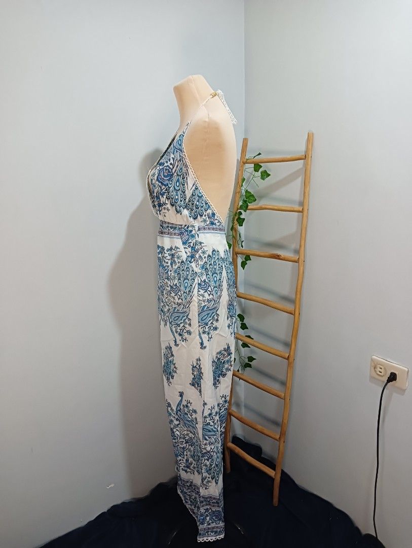 Tagve Urbanic Women's Floral V Neck Backless Dress