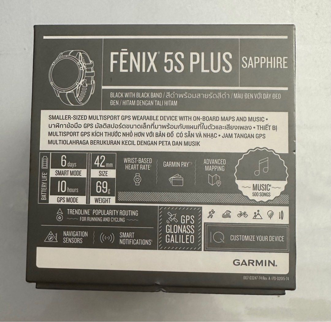 Garmin fenix 5 plus hotsell sapphire black with black band
