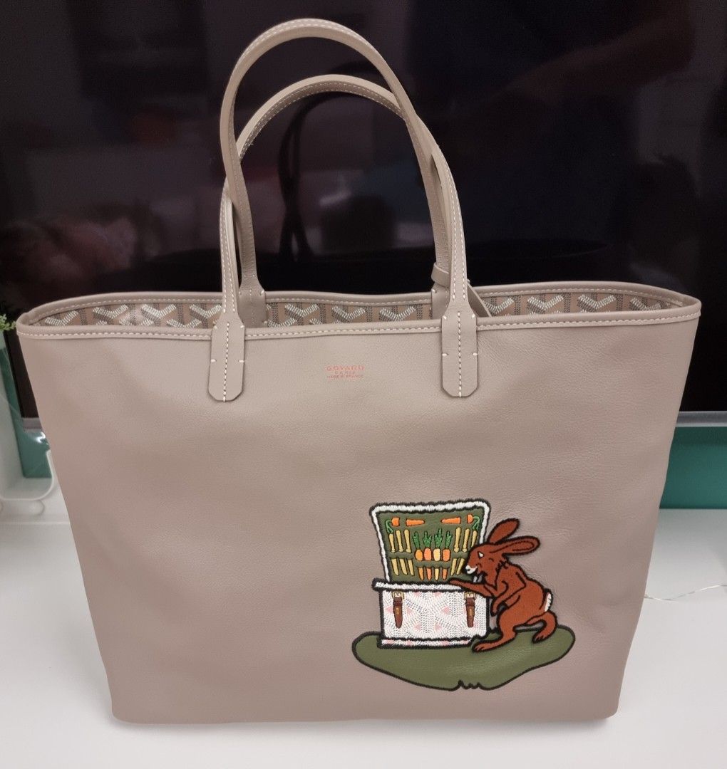 Goyard Mini Anjou Tote Bag In Chevroches Calfskin And Ine Canvas