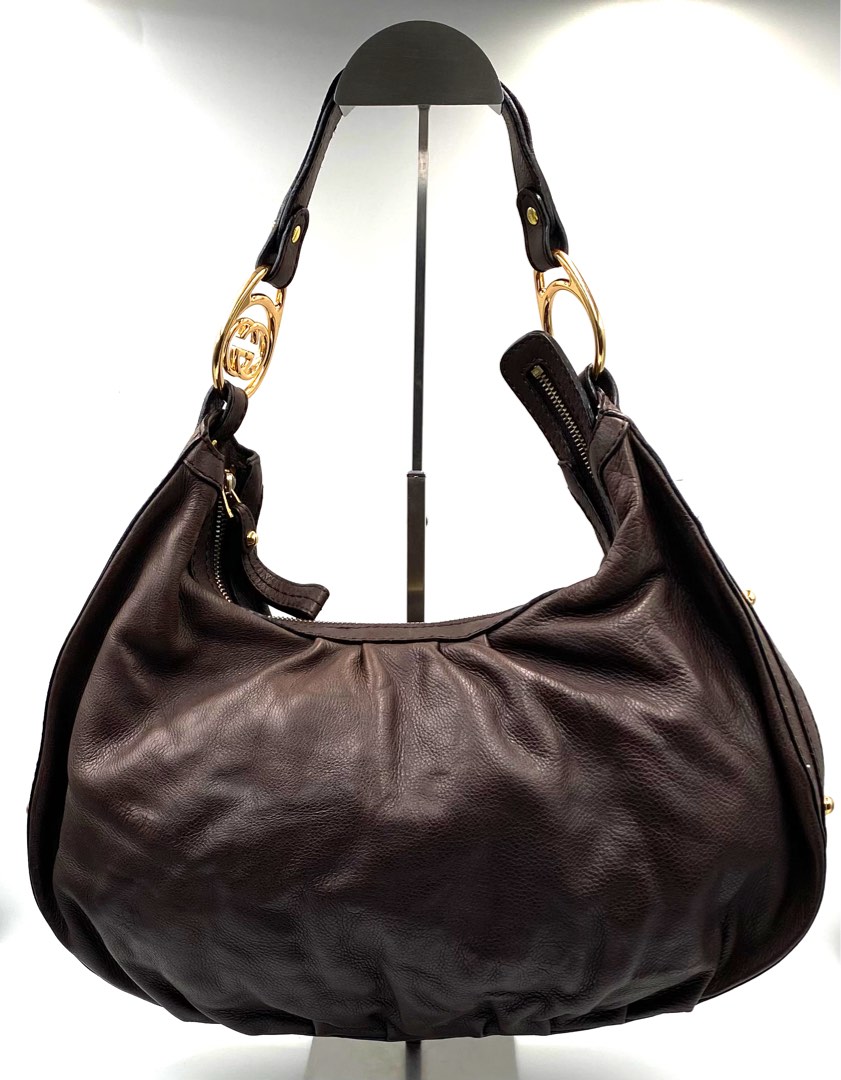 Black leather gucci hobo Clearance