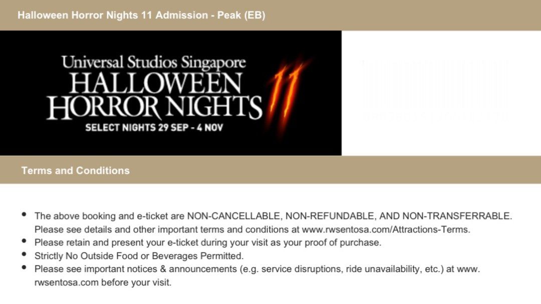 USS Halloween Horror Nights Ticket, Tickets & Vouchers, Local