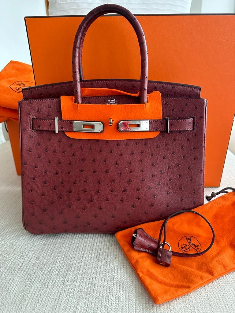 Hermès Ostrich Birkin Bag Marron Fonce