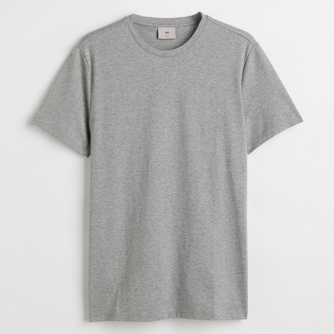 Plain Gray Relaxed Fit Tee Shirt Tops for Men, Men's Fashion, Tops