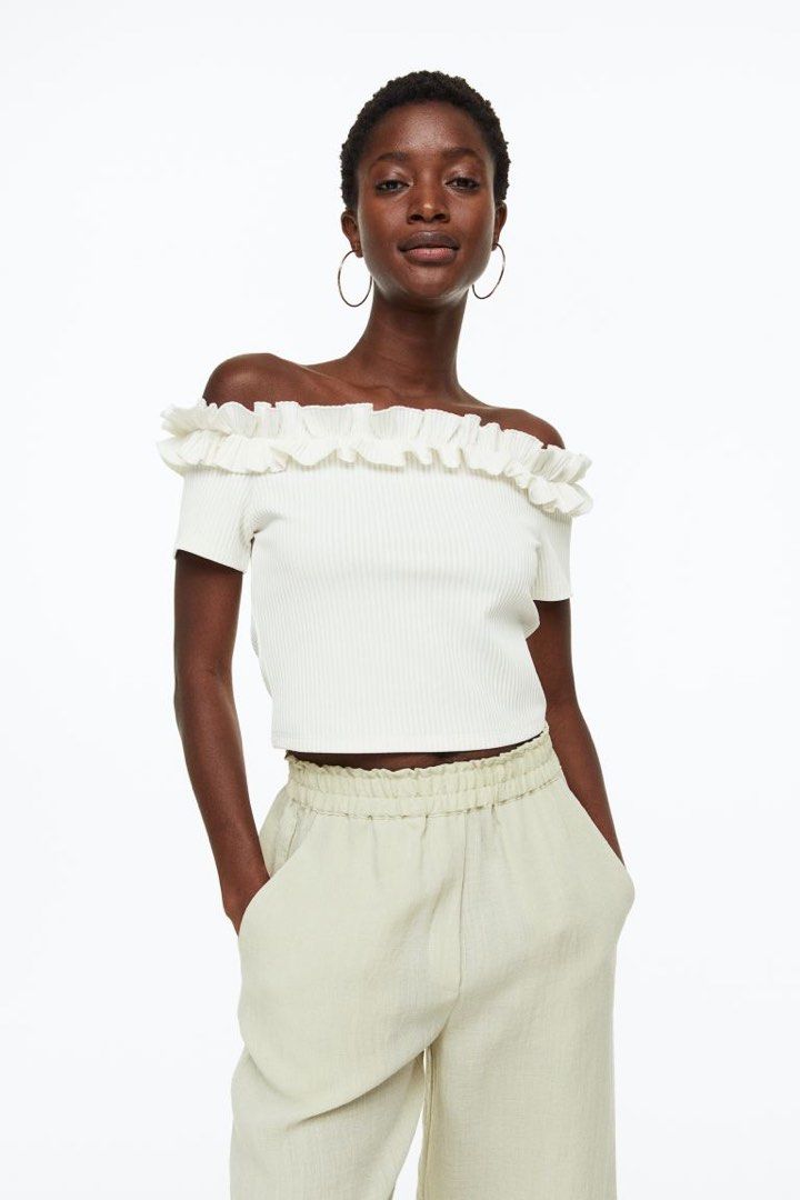 H&m off shoulder crop top clearance